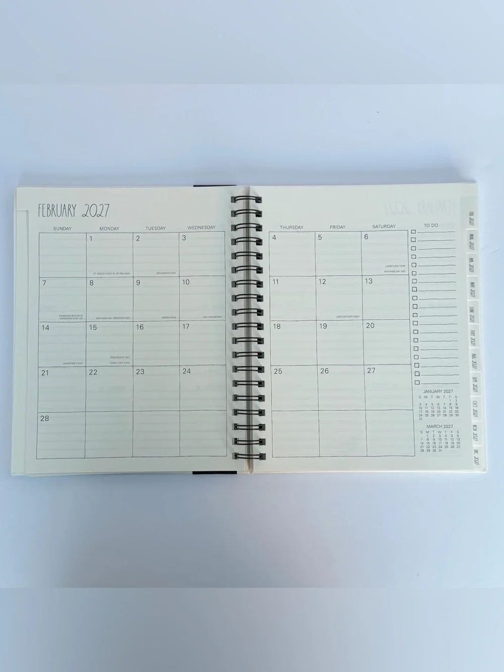 Rae Dunn 2027 Hard Cover Planner 17-month TWENTY TWENTY-SEVEN (Black/Ivory)